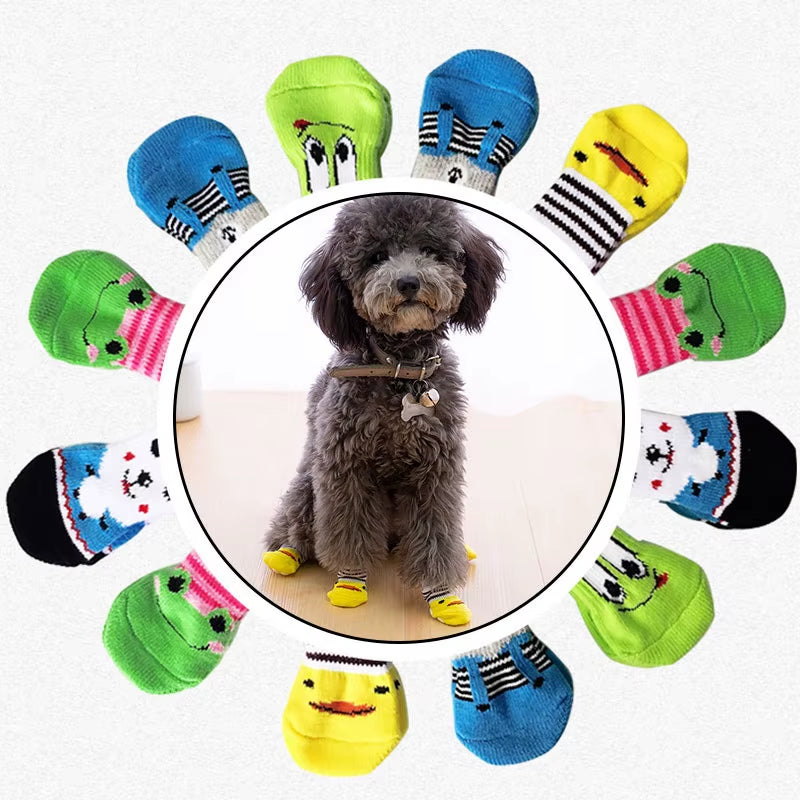 Christmas Cute Dog Knitted Socks for Small Dogs Cat Shoes Chihuahua Boots for Winter Warm Indoor Wear Slip on Paw Protector